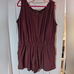 Honeymark Deep Berry Sage swim Romper 4XL Lined With Pockets Built In Bra